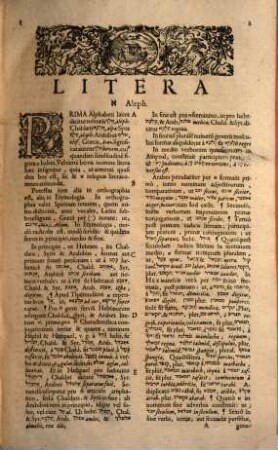 Lexicon pentaglotton hebraicum, talmudico-rabbinicum et arabicum : in quo omnes voces hebraeae, chaldaeae, syrae, rabbinicae et arabicae, adjectis hinc inde persicis, aethiopicis et turcicis, ordine alphabetico, sub suis singulae radicibus digestae continentur ... ; variorum item interpretum difficiles, ac discrepantes sententiae conferuntur et examinantur ...