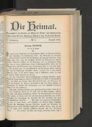 10. Jahrgang. No. 8. August 1900.