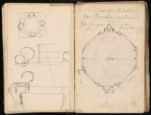 Skizzenbuch: Handskizzen von 1885: Brandenburg/Havel. Pfeilergrundriss in der Marienkirche