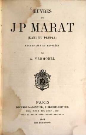 Œuvres de J. P. Marat 