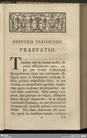 Editoris Parisiensis Praefatio