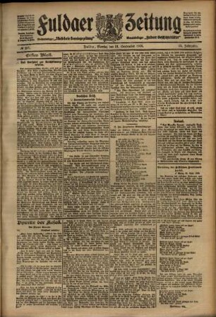 Erste Ausgabe vom Montag, den 21. September 1908.