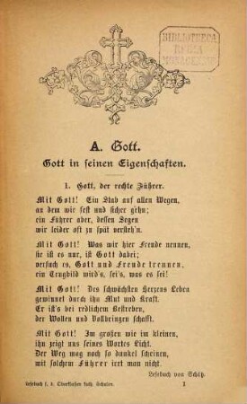 Lesebuch für die Oberklassen der Katholischen Volksschulen Bayerns : Herausgegeben von mehreren Schulmännern. ("Bürstenabzug.")