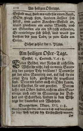 Am heiligen Oster-Tage. - Am Fest der H. Drey-Einigkeit.