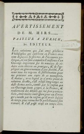 Avertissement de M. Hirs...