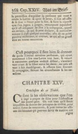 Chapitre XXV. Conclusion de ce Traité = Das XXV. Capitel. Beschluß dieser Abhandlung