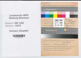 Entnazifizierung Elisabeth Kremers, geb. 01.03.1902 (Postassistentin)