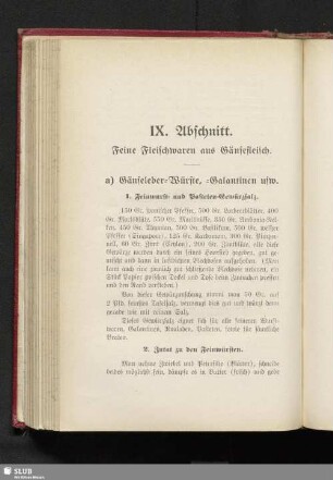 IX. Abschnitt. Feine Fleischwaren aus Gänsefleisch