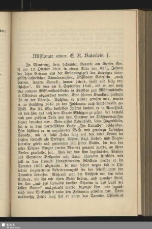 Missionar emer. E. R. Baierlein