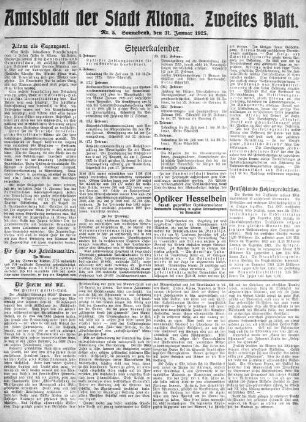 Nummer 5. Zweites Blatt. : Sonnabend, den 31. Januar 1925