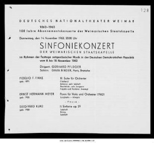 Sinfoniekonzert [...] im Rahmen der Festtage zeitgenössischer Musik