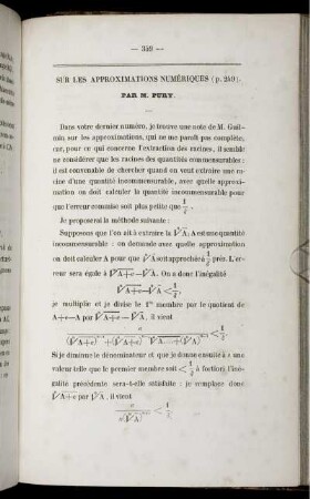 Sur les approximations numériques.