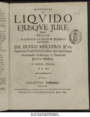 Dissertatio De Liquido Eiusque Iure