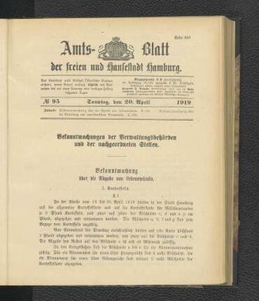 No.95, Sonntag, den 20. April 1919