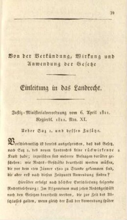 Einleitung in das Landrecht.