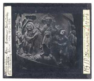 Hildesheim, Dom: Bernwardsäule (Christussäule), Bronze, um 1020. Verklärung Christi
