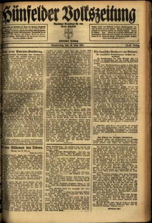 Ausgabe vom Donnerstag, den 19. Mai 1921.