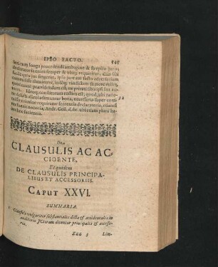 Caput XXVI. De Clausulis Ac Accidente, Et quidem De Clausulis Principalibus Et Accessoriis.