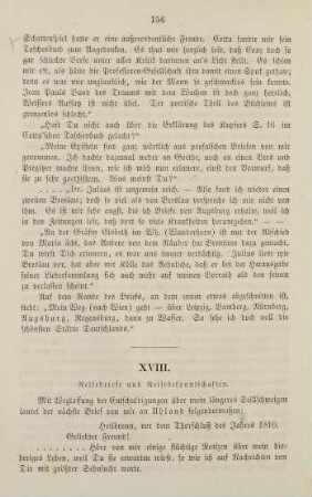 156-170, XVIII. Reisebriefe und Reisebekanntschaften