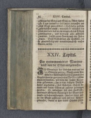 XXIV. Capitul. Ein excommunicirter Martyrer wird von der Erden ausgeworfen.
