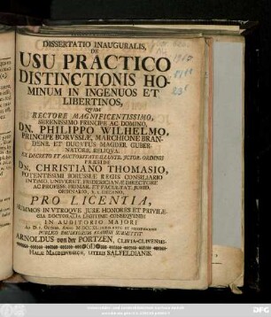 Dissertatio Inauguralis, De Usu Practico Distinctionis Hominum In Ingenuos Et Libertinos