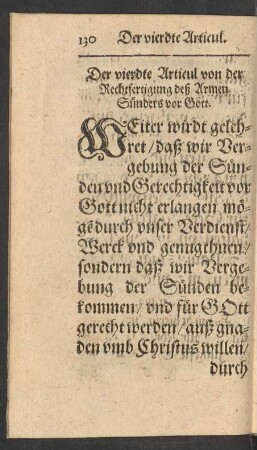 Der vierdte Articul von der Rechtfertigung deß Armen Sünders vor Gott