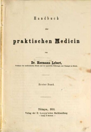 Handbuch der praktischen Medizin. 1