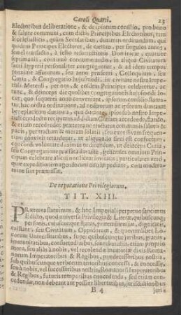 De revocatione Privilegiorum. Tit. XIII.