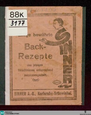 Einige bewährte Back-Rezepte, den jetzigen Verhältnissen entsprechend zusammengestellt