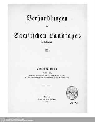 5. Wahlper. 2.1930/33: Verhandlungen des Sächsischen Landtages