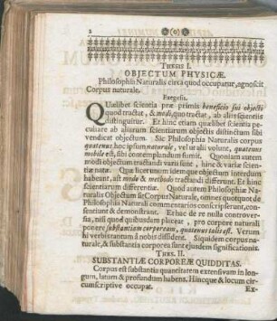 Thesis I. Objectum Physicæ.