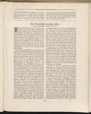 Der Buchdruck im Jahre 1909.