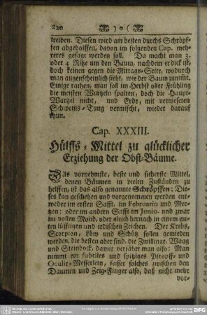 Cap. XXXIII. Hülffs-Mittel zu glücklicher Erziehung der Obst-Bäume