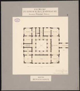 Kur- und Badehaus Schinkelwettbewerb 1878: Wirtschaftsgebäude: Grundriss 1:100