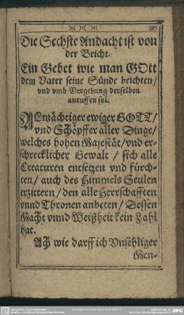 Die Sechste Andacht ist von der Beicht