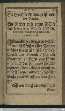 Die Sechste Andacht ist von der Beicht