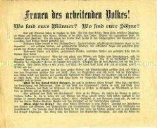 Anti-Kriegs-Flugblatt mit Aufruf zum Kampf für den Sozialismus