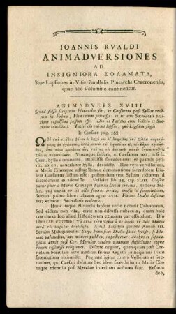 Ioannis Rualdi Animadversiones Ad Insigniora Sphalmata