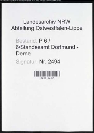 Sterberegister Standesamt Dortmund-Derne (XIV)