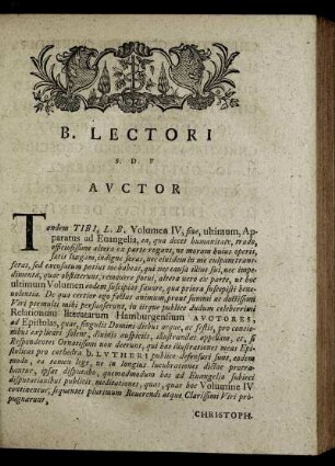 B. Lectori S.D.P. Auctor