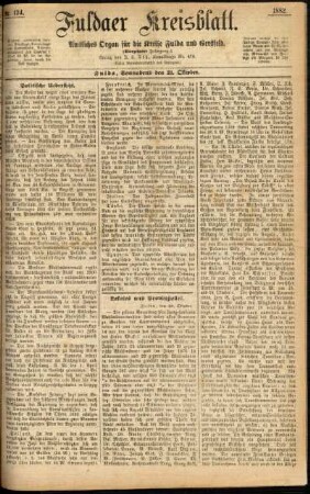 Ausgabe vom Samstag, den 21. Oktober 1882.