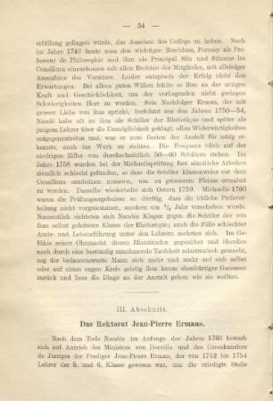 III. Abschnitt. Das Rektorat Jean-Pierre Ermans