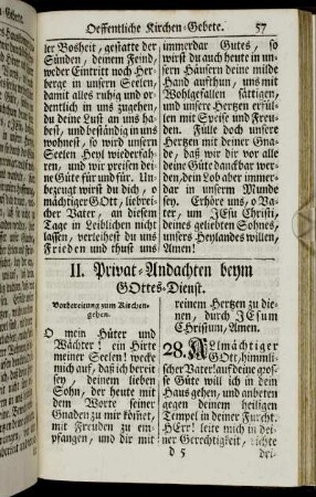 II. Privat-Andachten beym Gottes-Dienst.