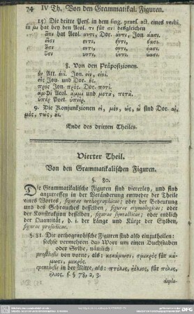 Vierter Theil. Von den Grammatikalischen Figuren