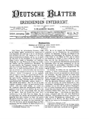 Geistesleben : Gedanken zur Umbildung unserer inneren Kultur ; (Fortsetzung)