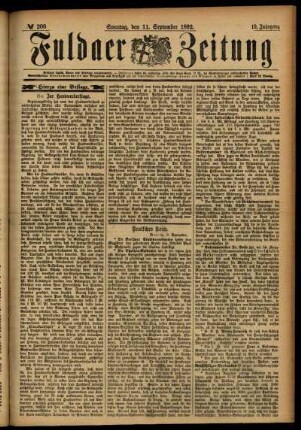 Erste Ausgabe vom Sonntag, den 11. September 1892.