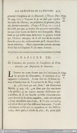 Chapitre XII. De l´examen des preuves de l´existence de Dieu données par Descartes & Newton