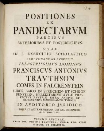 Positiones Ex Pandectarum Partibus Anterioribus Et Posterioribus