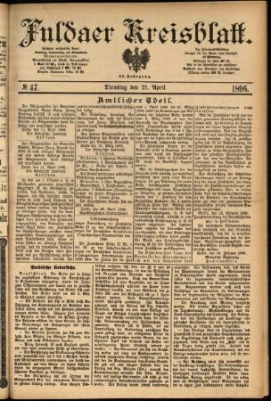 Ausgabe vom Dienstag, den 21. April 1896.