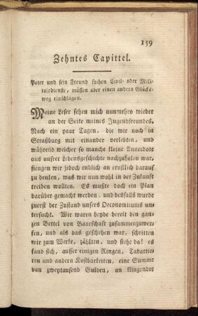 Zehntes Capittel. Peter und sein Freund suchen Civil- oder Militairdienste, müssen aber einen andern Glücksweg enschlagen.